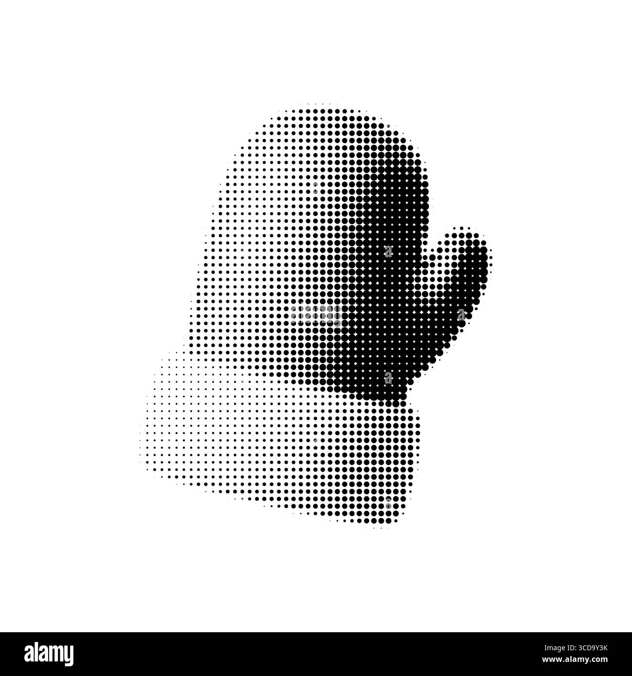 Illustrazione vettoriale dei guanti invernali in stile bianco e nero a mezzitoni. Accogliente icona stagionale, perfetta per biglietti di Natale, confezioni natalizie e stampe vintage Illustrazione Vettoriale