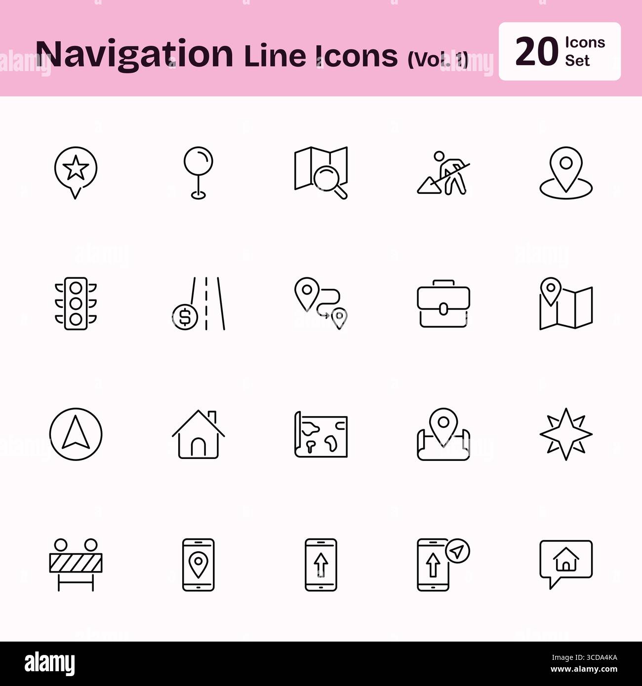 Icone della linea di navigazione (Vol. 1) Illustrazione Vettoriale