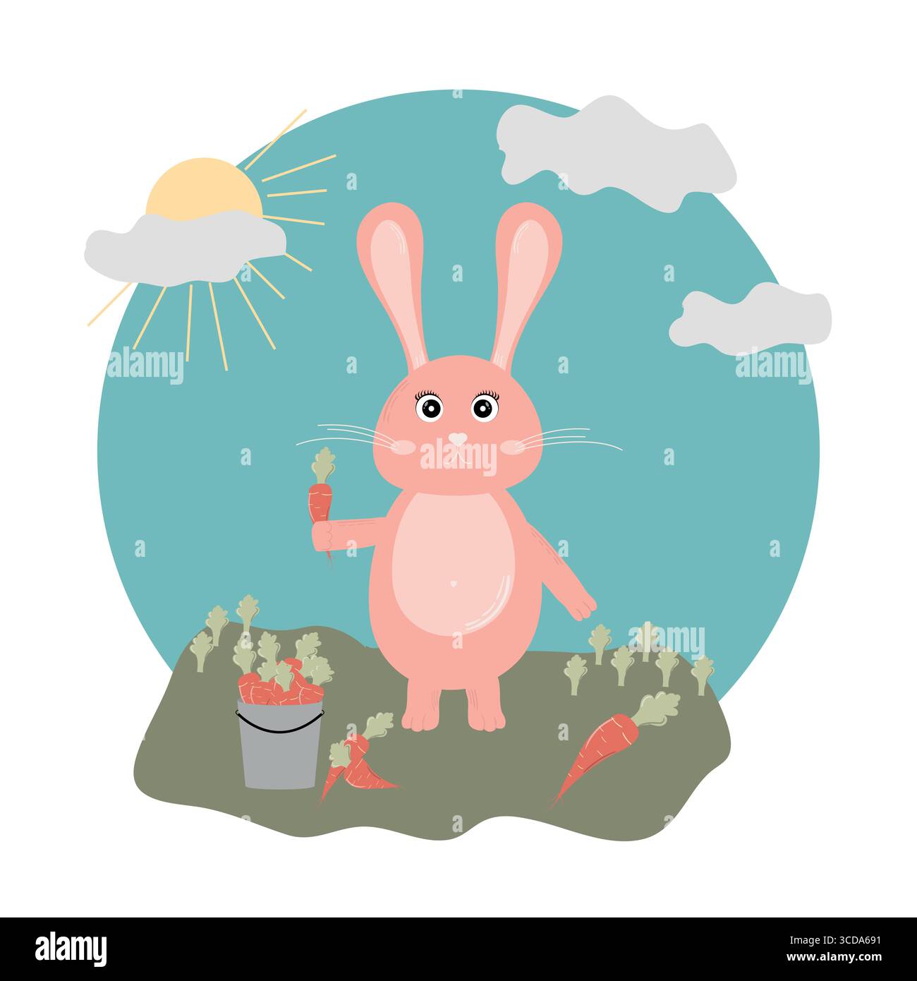 coniglietto con la carota, autunno Illustrazione Vettoriale