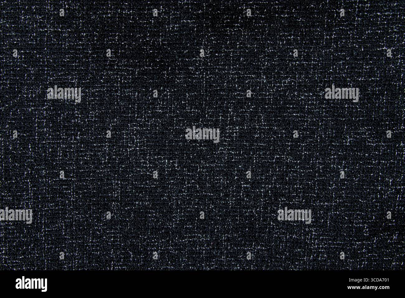 Tessuto nero con fili bianchi intrecciati e grande trama densa per sfondi e texture Foto Stock