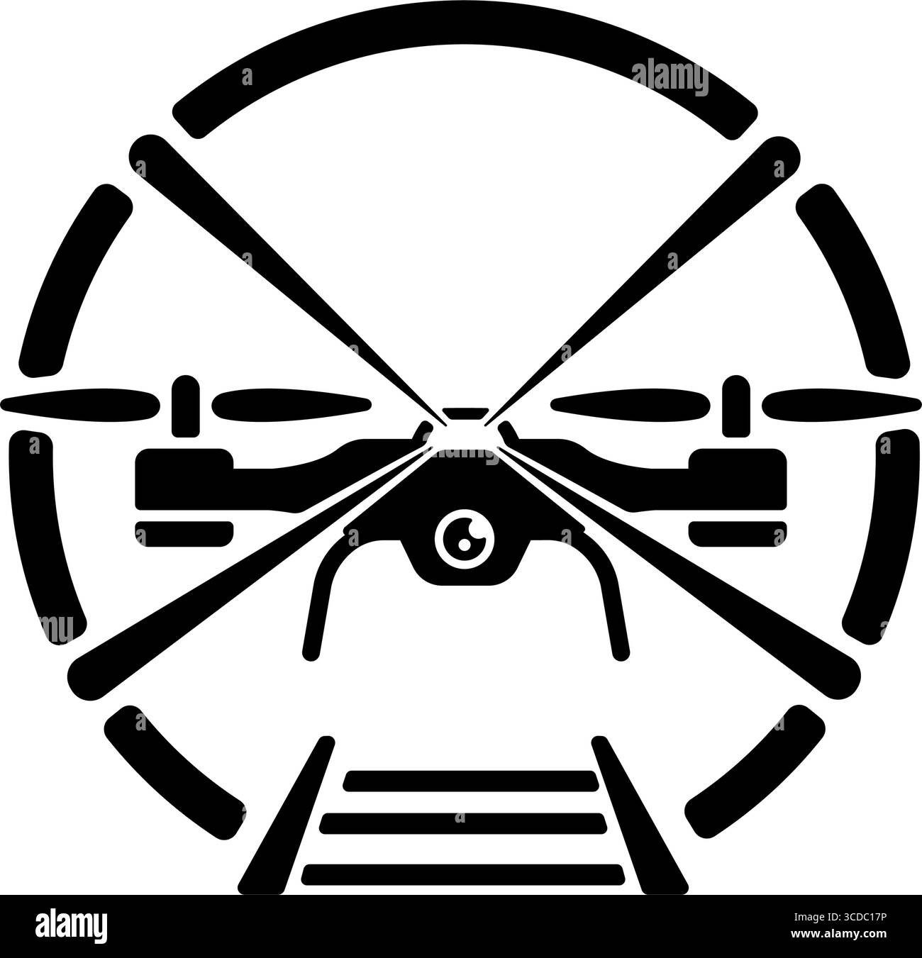 Illustrazione dell'icona del drone, del quadricottero vettoriale (ispezione automatica) Illustrazione Vettoriale