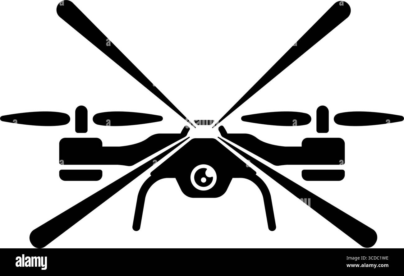 Illustrazione dell'icona del drone, del quadricottero vettoriale (ispezione automatica) Illustrazione Vettoriale