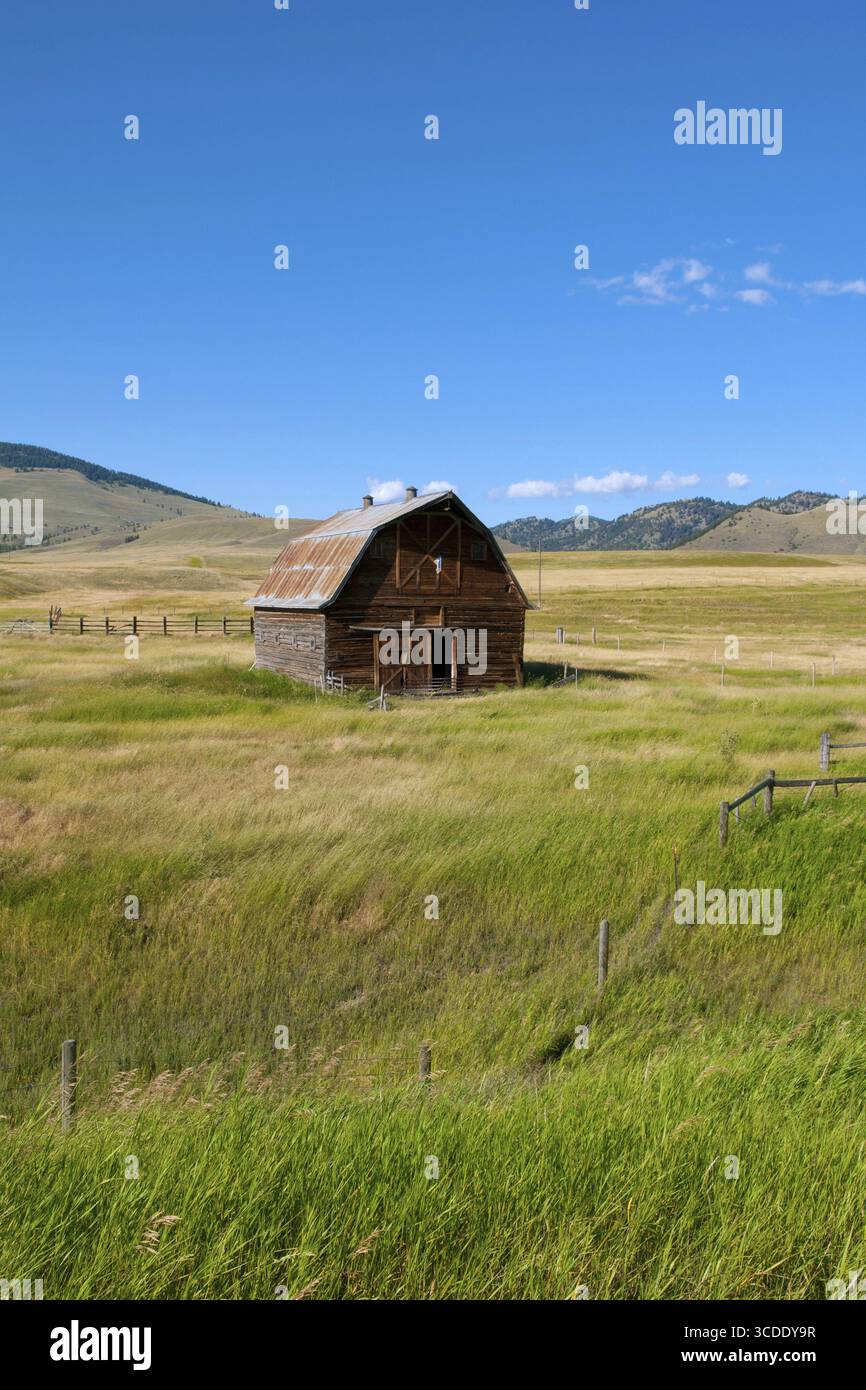 Vecchio capannone, fienile, fattoria, fattoria in Montana, edificio, STATI UNITI, STATI UNITI Foto Stock