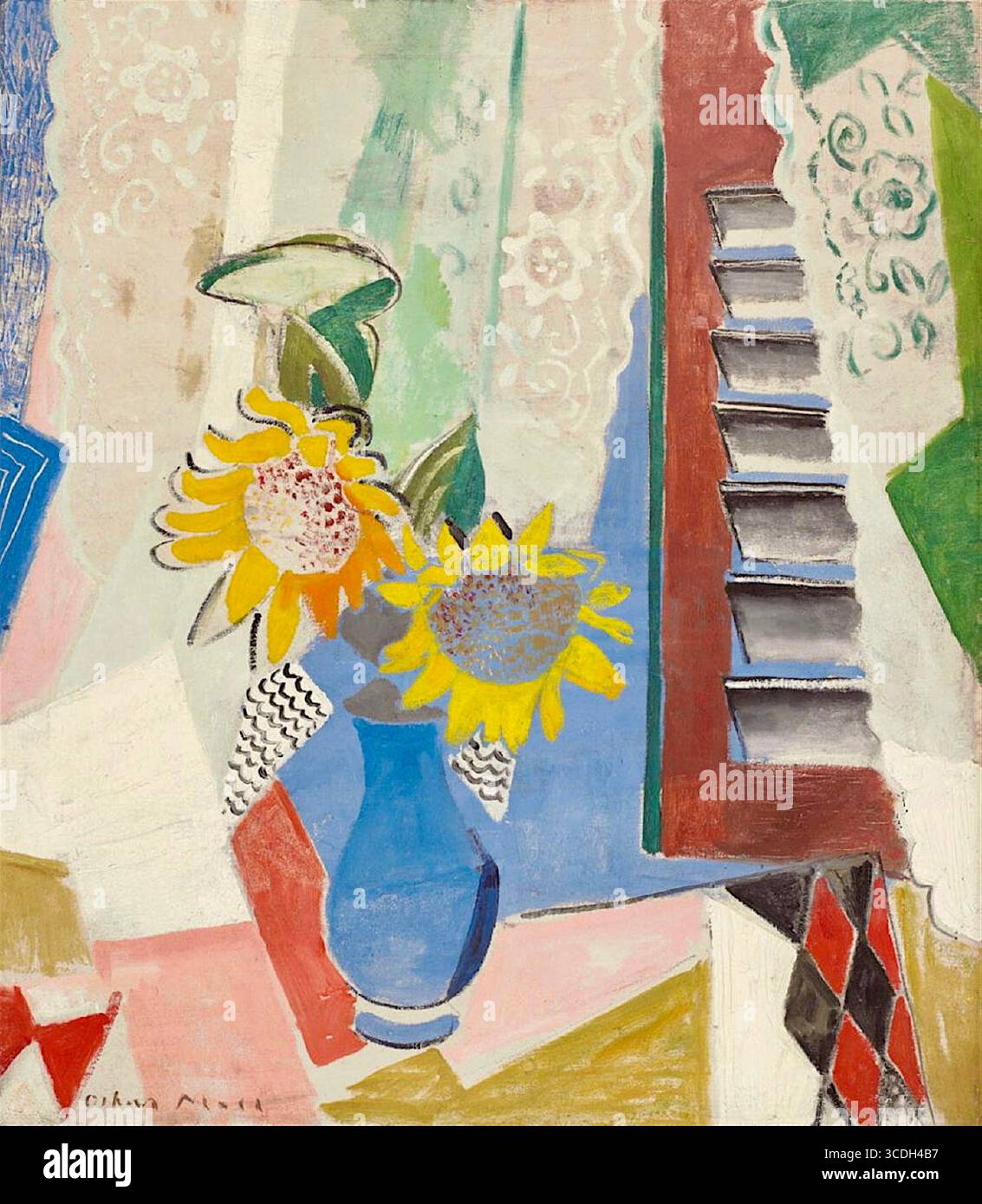 Oskar Moll - Girasoli con finestra - c1920 Foto Stock