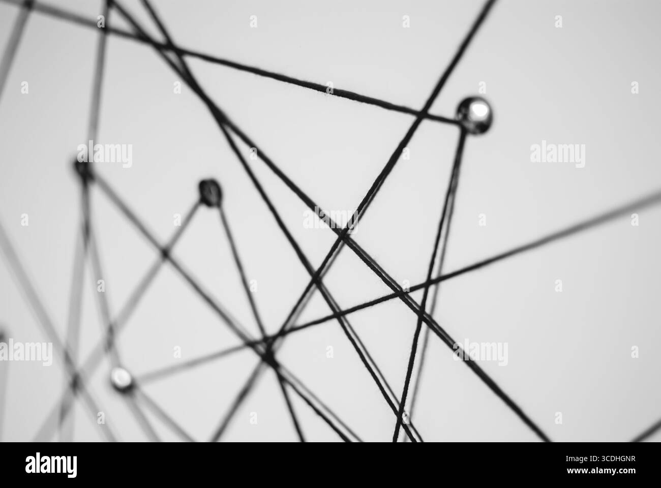 Sfondo sfocato e sfocato. Concetto astratto (idea) di rete, social media, Internet, lavoro di squadra, comunicazione astratta. Thumbpoint collegate insieme Foto Stock