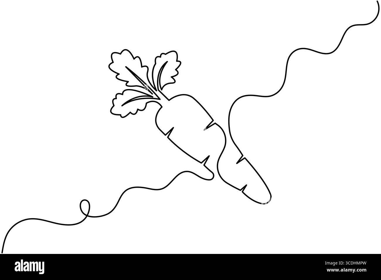 Disegno a una linea della carota e illustrazione vettoriale isolata minima Illustrazione Vettoriale