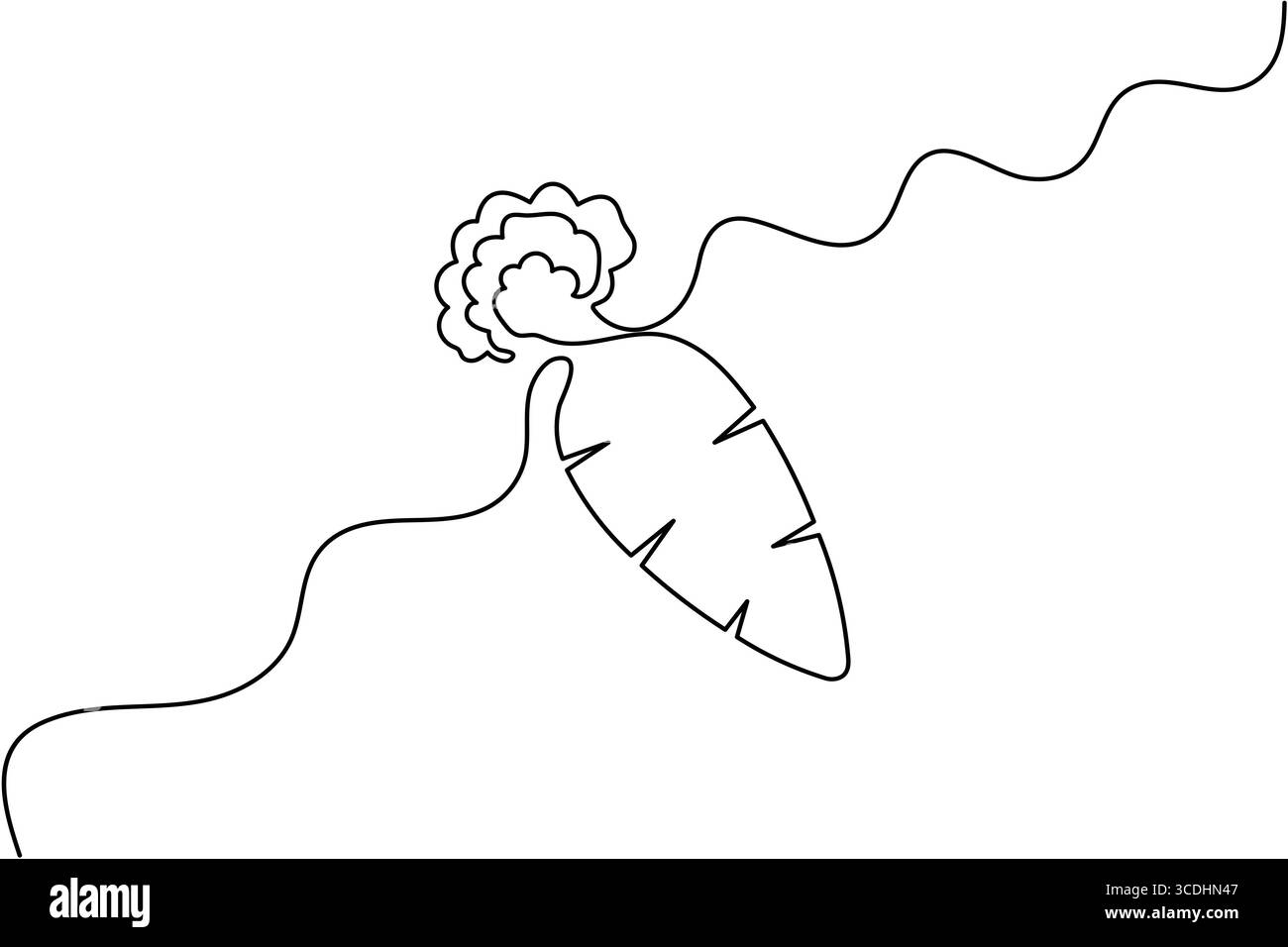 Disegno a una linea della carota e illustrazione vettoriale isolata minima Illustrazione Vettoriale