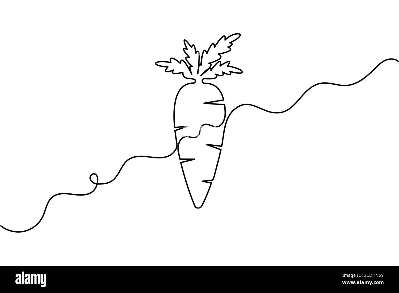 Disegno a una linea della carota e illustrazione vettoriale isolata minima Illustrazione Vettoriale