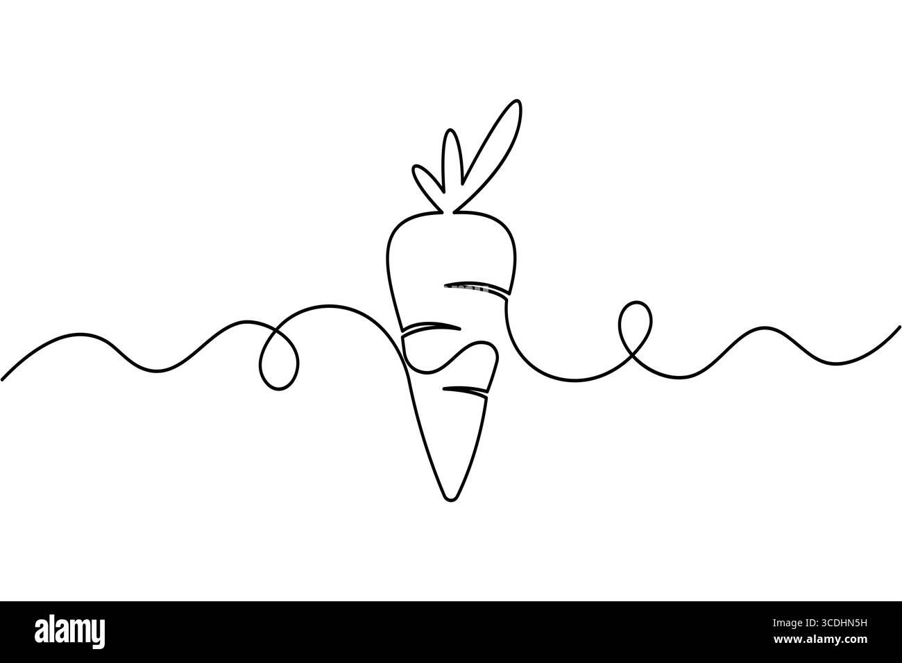 Contorno carota grafica a linee continue vettoriali in uno stile moderno e minimalista Illustrazione Vettoriale