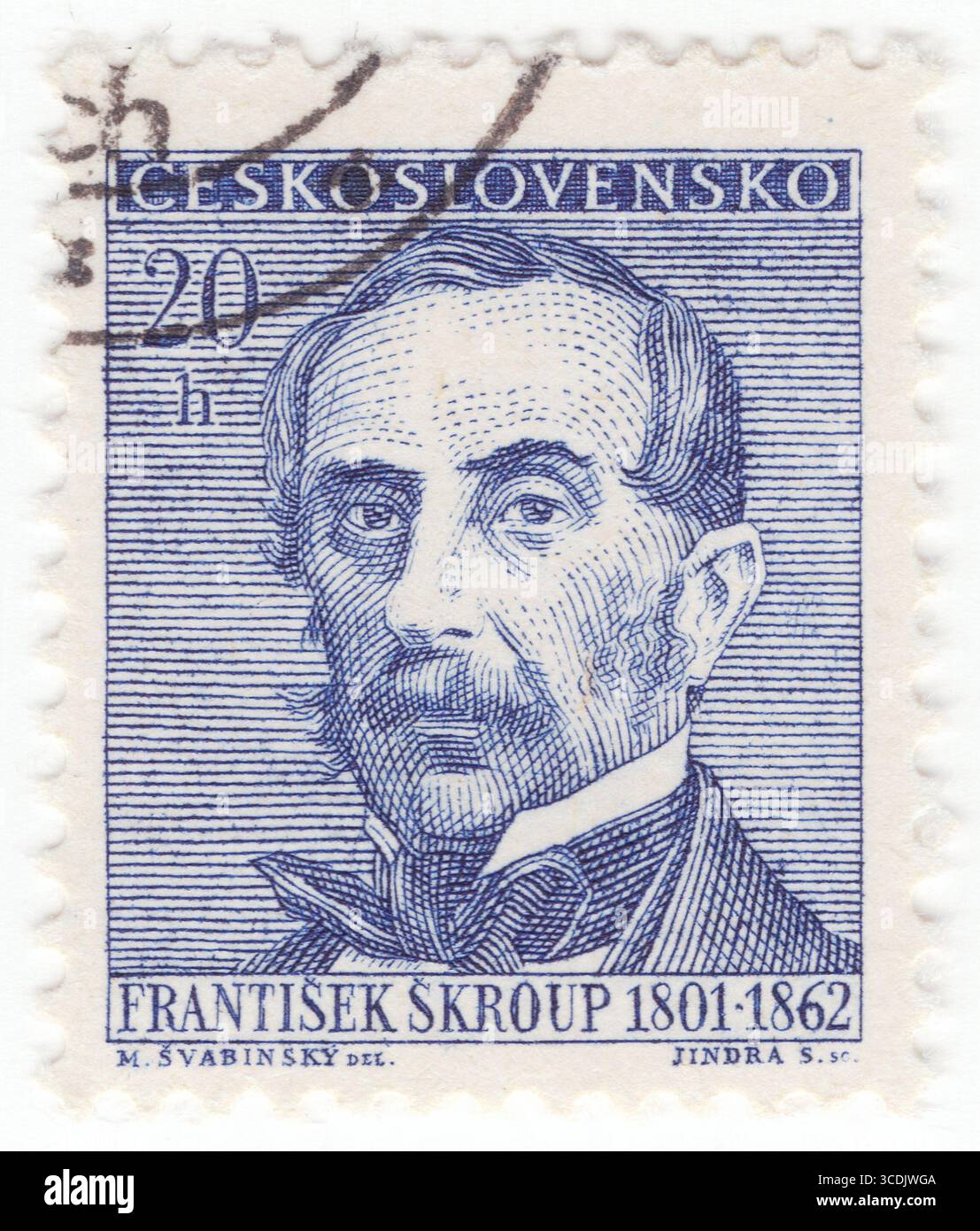 CECOSLOVACCHIA - 1962 febbraio 26: 10 haléř francobollo rosso-marrone raffigurante il ritratto di Karel Kovarovic (Kovařovic). Compositore ceco e direttore del teatro nazionale di Praga Foto Stock