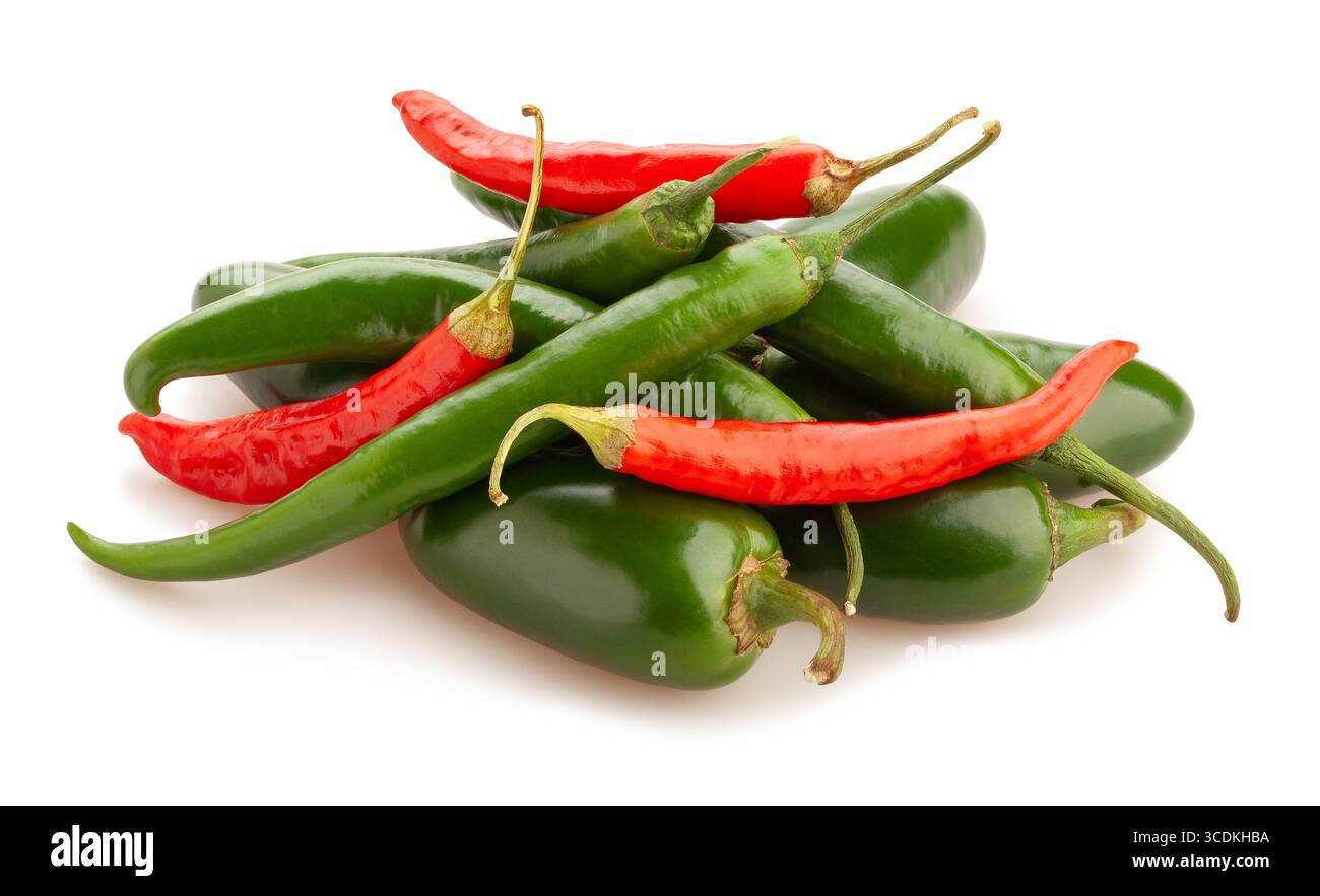 percorso di miscelazione del peperoncino jalapeno isolato su bianco Foto Stock