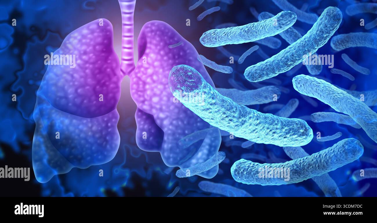 Malattia dei legionari e Legionella pneumophila batteri focolaio e malattia respiratoria come una forma grave di polmonite come una microbiologia patologica A. Foto Stock