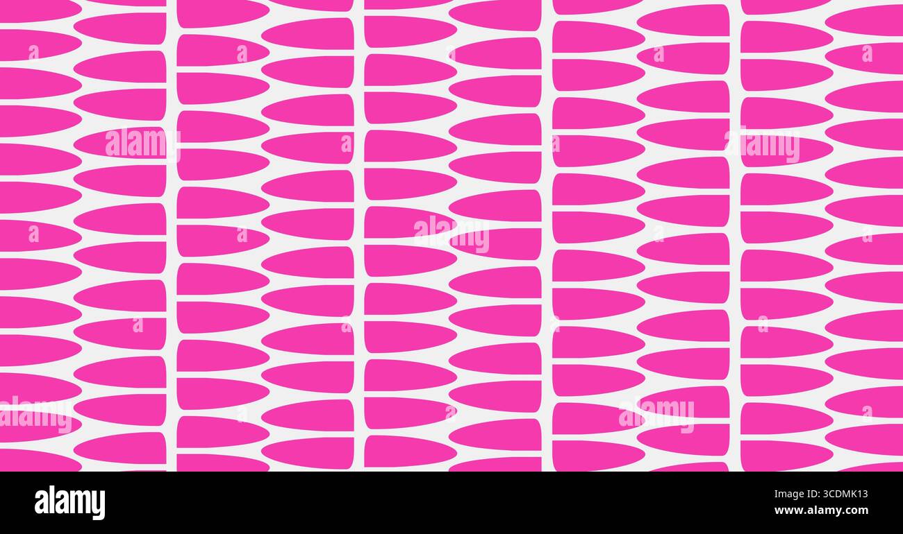 Design astratto con motivo senza cuciture. Forme geometriche, colori, ripetizioni, sovrapposizioni. Carta da parati artistica e colorata. Magenta, viola in cima Foto Stock