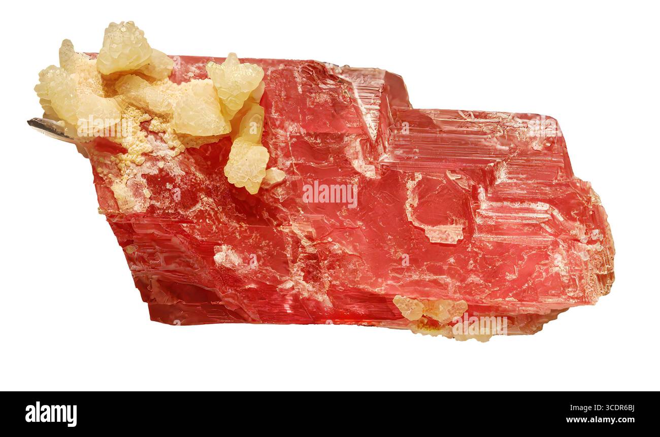Rodocrosito con calcite e fluorite (MnCO₃, CaCO₃, CaF₂), Rainbow Pocket, Tetraedrite Stope, Sweet Home Mine, Alma District, Park County, Colorad Foto Stock