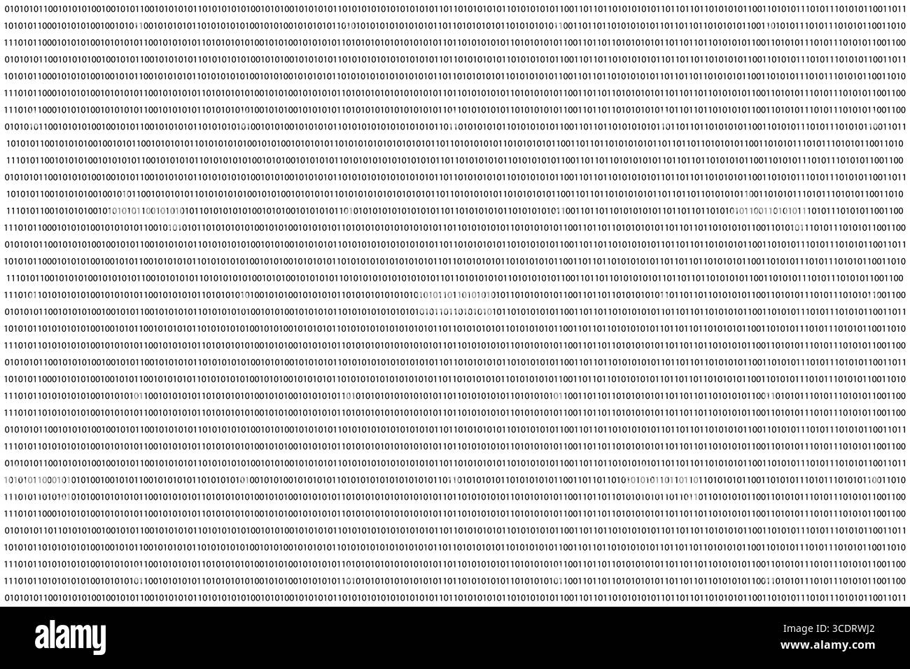 Codice binario zero un motivo di sfondo visualizzato Matrix Digital Art con codice binario del computer. Illustrazione Vettoriale