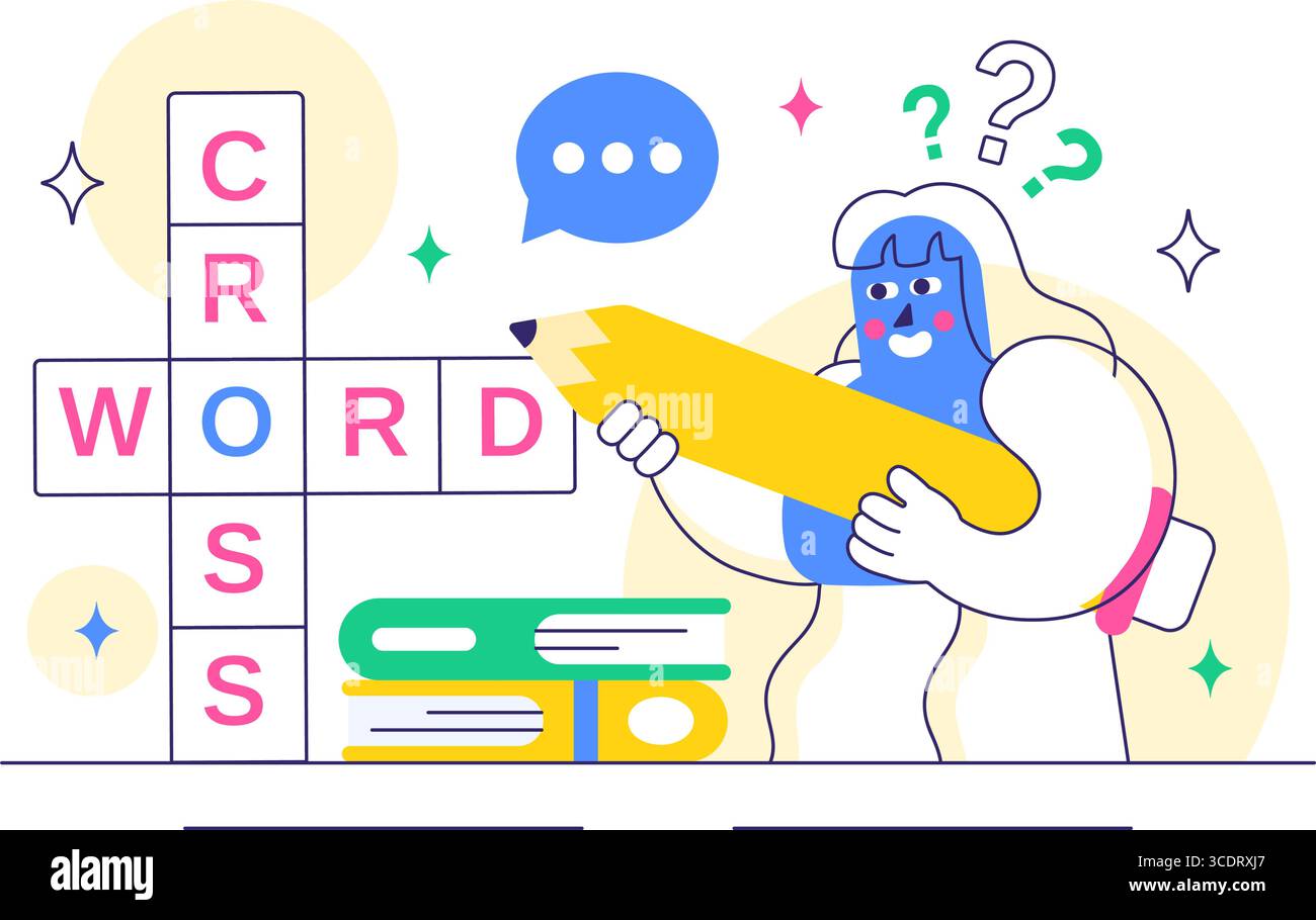 Brain Training Games illustrazione vettoriale con persone che si divertono con Riddles, Crosswords, gioco logico e Puzzle Solving in uno sfondo piatto Illustrazione Vettoriale
