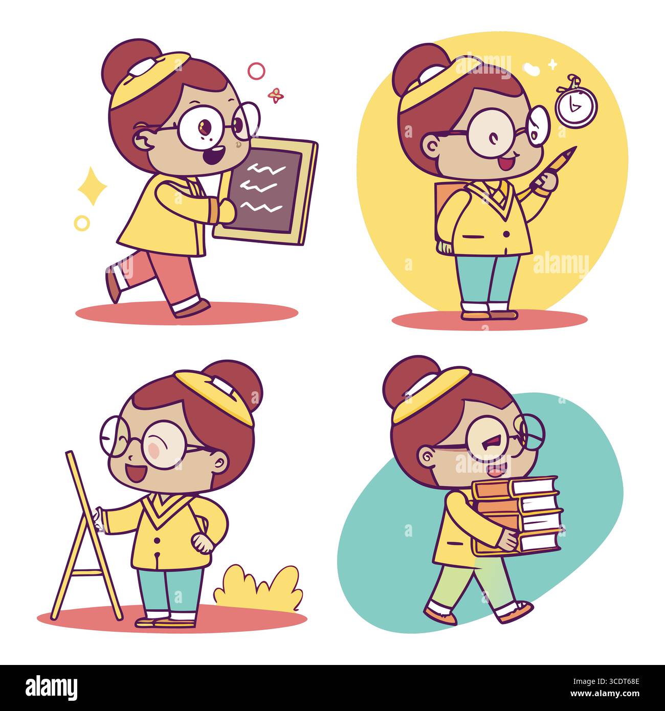 affascinante design vettoriale di una ragazza che studia e si impegna in attività educative Illustrazione Vettoriale