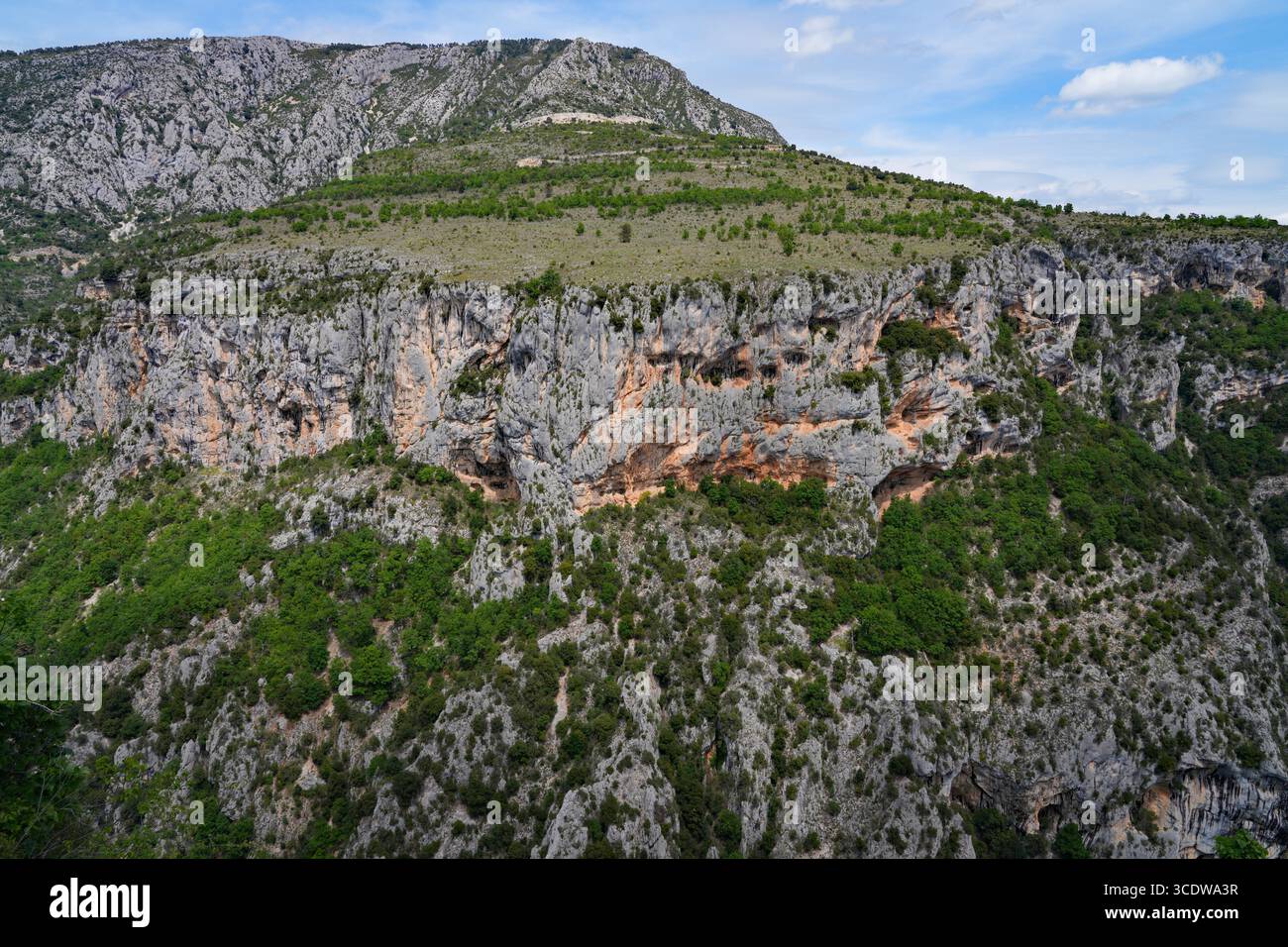Splendida vista sul fiume Verdon nella zona delle Gorges du Verdon, un canyon, nel sud della Francia Foto Stock