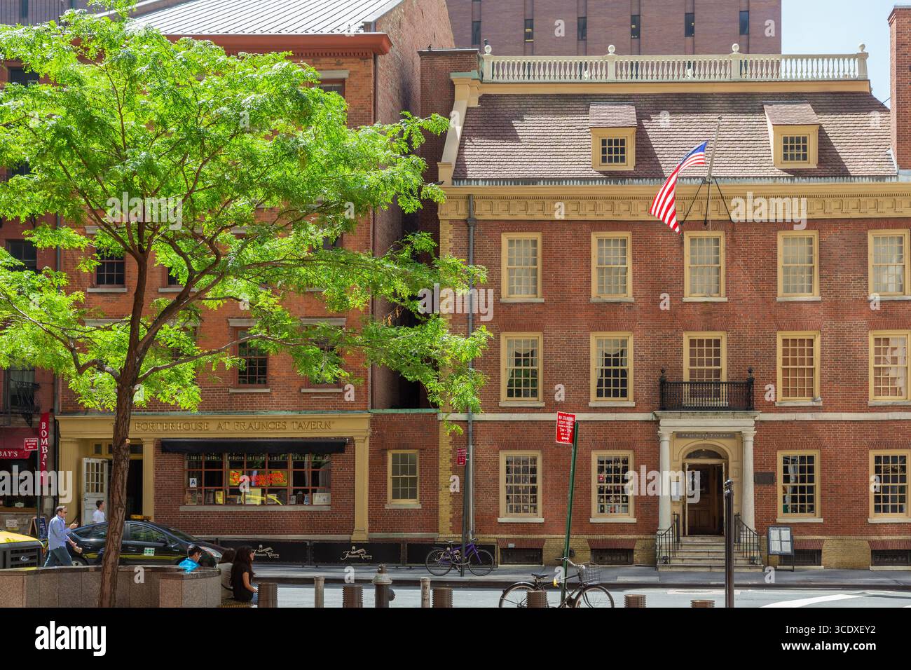 Pearl Street e il Fraunces Tavern Museum, a Lower Manhattan Foto Stock
