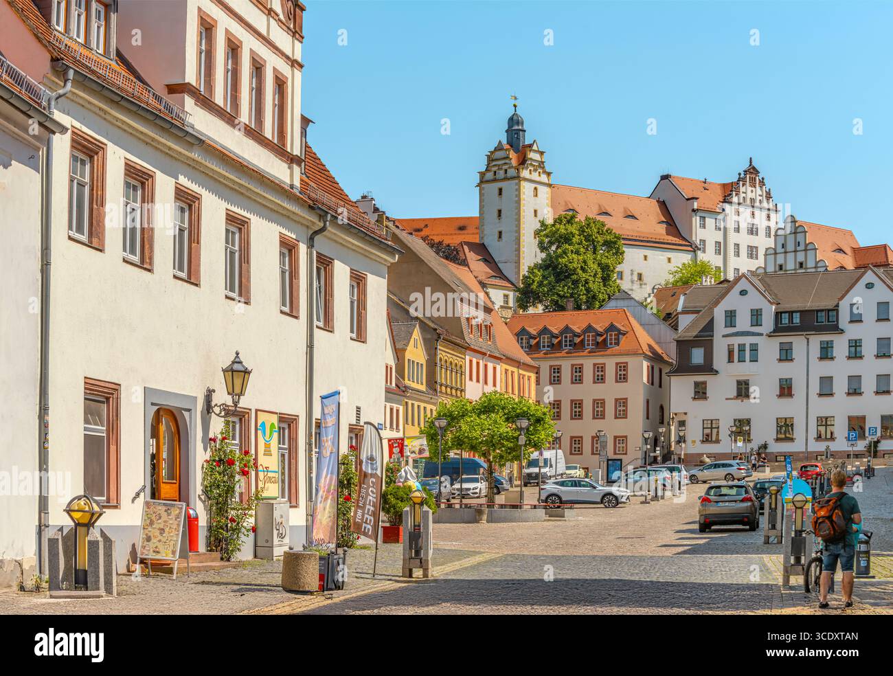 Storica piazza del mercato a Colditz, Sassonia, Germania Foto Stock