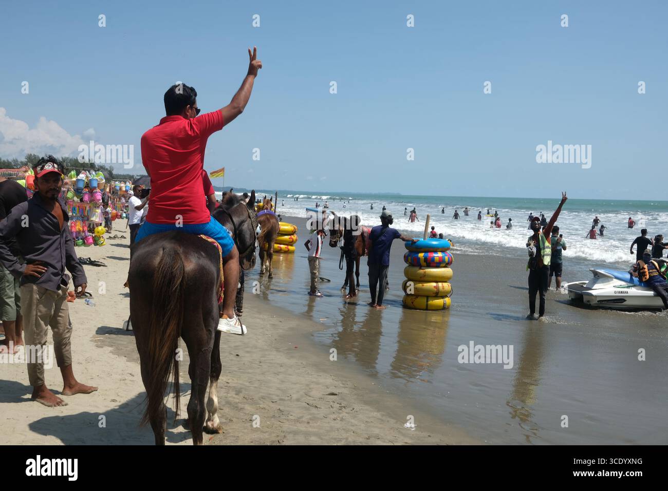 Secondo più lungo del mondo Cox's Bazaar Sea Beach, Bangladesh Foto Stock
