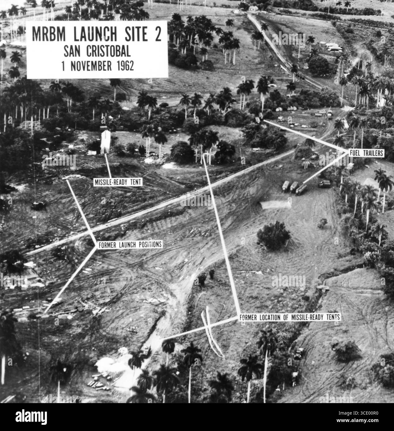 CRISI MISSILISTICA CUBANA OTTOBRE 1962. Annotato foto di ricognizione americana della CIA Foto Stock