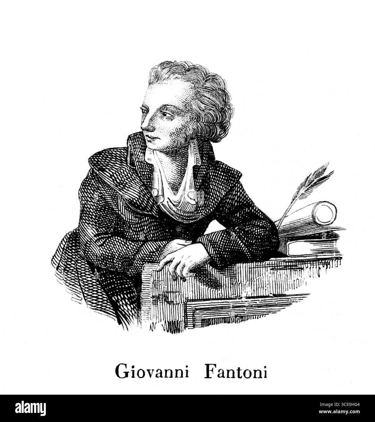 1800 c, ITALIA : il poeta italiano GIOVANNI FANTONI ( 1755 - 1807 ), alias con il nome arcadiano di arcadico di Labindo Arsinoetico . Ritratto di incisore ignoto , pubblicato nel 1840 c. - POETA - POESIA - POESIA - SCRITTORE - LETTERATO - PATRIOTA - RISORGIMENTO - LETTERATURA - ritratto - ROMANTICO - ROMANTICISMO - incisione - illustrazione - POLITICO - POLITICA - POLITIC - Unintà d'ITALIA - Neoclassicismo - neoclassico - STORIA - FOTO STORICHE ------ ARCHIVIO GBB Foto Stock