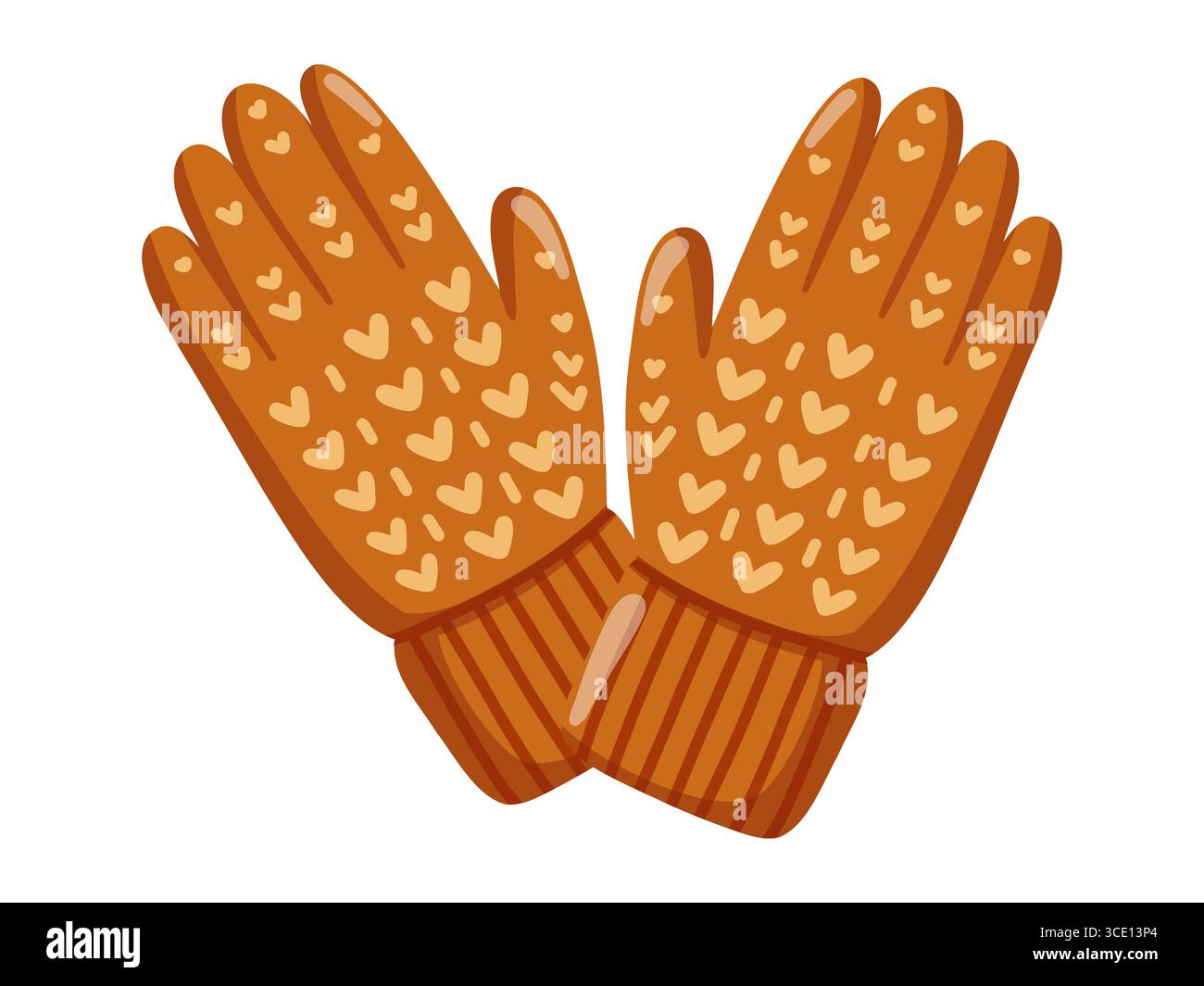 Guanti marroni lavorati a maglia. Accessori per l'autunno e l'inverno. Vestiti caldi. Illustrazione vettoriale isolata su sfondo bianco. Illustrazione Vettoriale