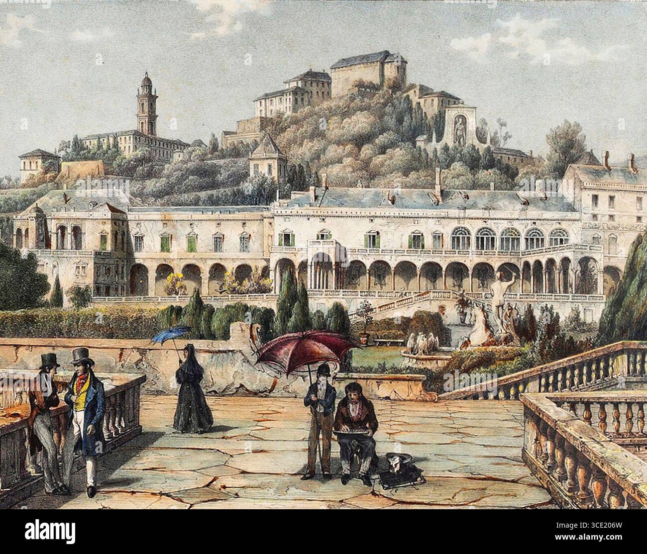 Nicolas Marie Joseph Chapuy, Panorama di Genova dalla loggia di levante del Palazzo del Principe, Palazzo del Principe. Foto Stock