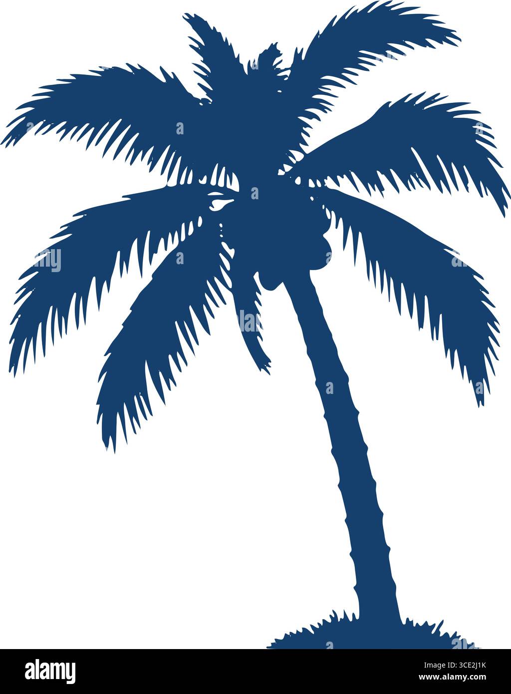 profilo di palma: icona tropicale blu scuro con fronde ad arco Illustrazione Vettoriale