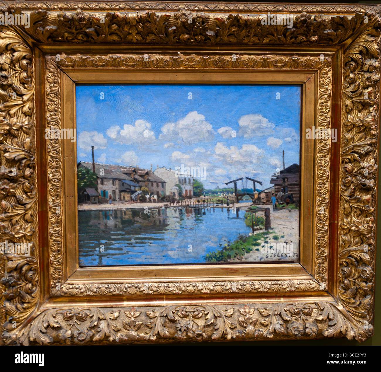 Parigi, Francia, primo piano, Pittura impressionista francese, Alfred Sisley, "le Canal Saint-Martin » in mostra al Museo d'Orsay Foto Stock