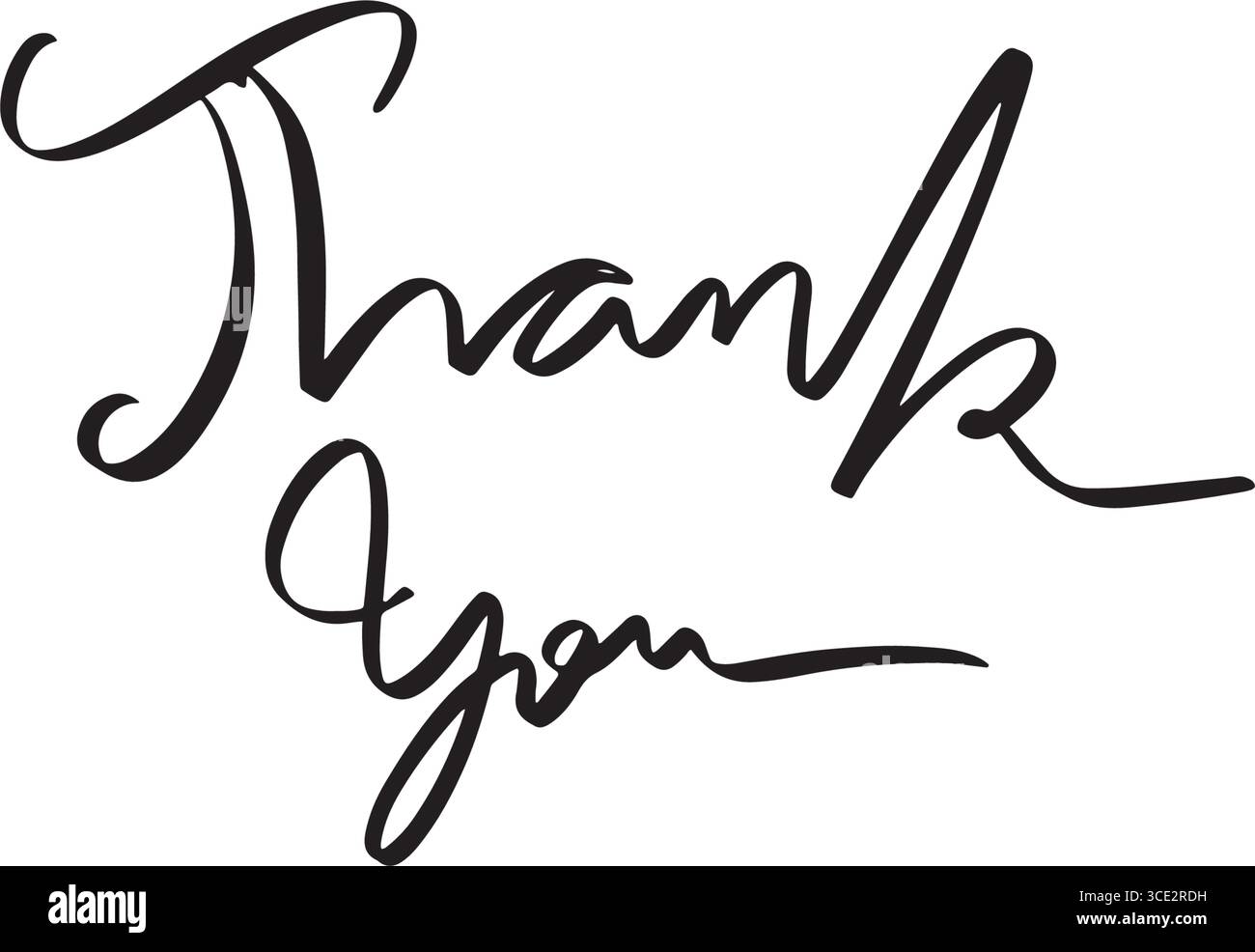 Testo di ringraziamento calligrafia caratteri scritti a mano icona oggetto di colore nero Grazie gratitudine messaggio di successo biglietto di auguri grazie temp Illustrazione Vettoriale