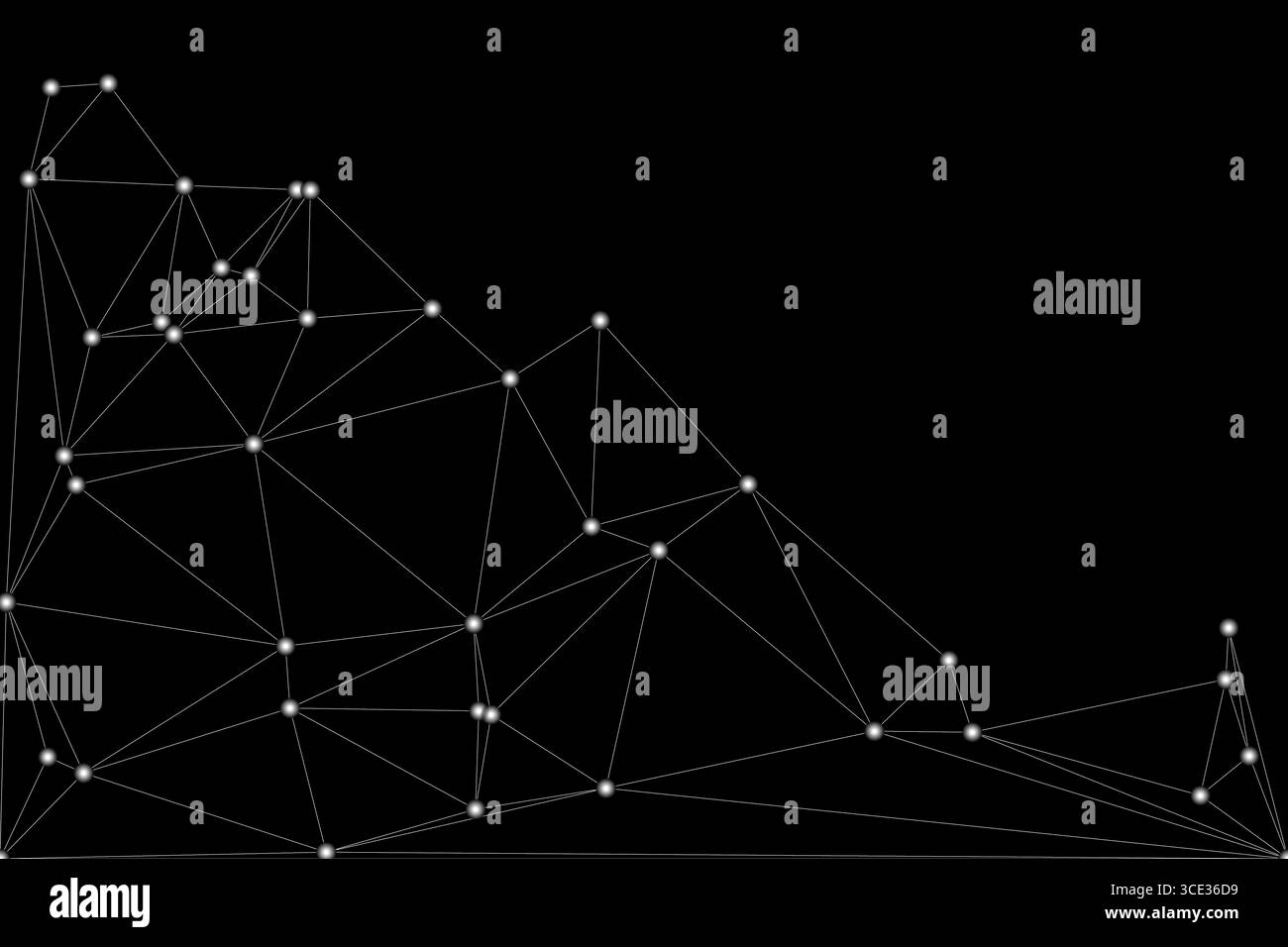 Sfondo della connessione di rete globale per la progettazione di banner. Sfondo linea astratta con punti e linee di connessione. Rete di collegamento del poligono a punti Social Illustrazione Vettoriale