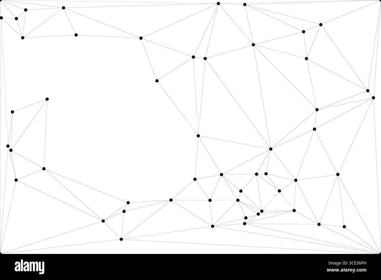 Sfondo della connessione di rete globale per la progettazione di banner. Sfondo linea astratta con punti e linee di connessione. Rete che collega il poligono a punti social Illustrazione Vettoriale