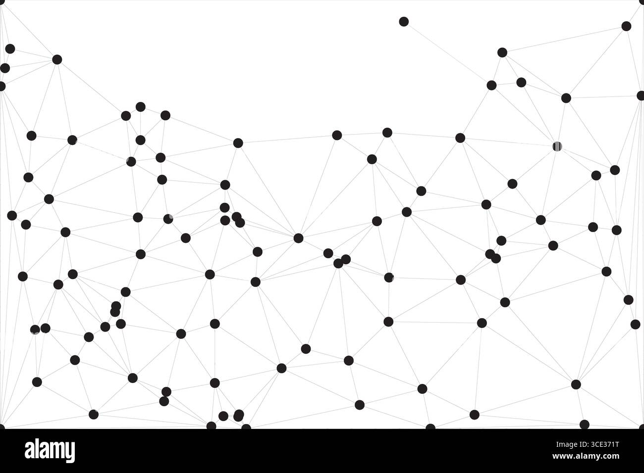 Sfondo della connessione di rete globale per la progettazione di banner. Sfondo linea astratta con punti e linee di connessione. Rete di collegamento del poligono a punti Social Illustrazione Vettoriale