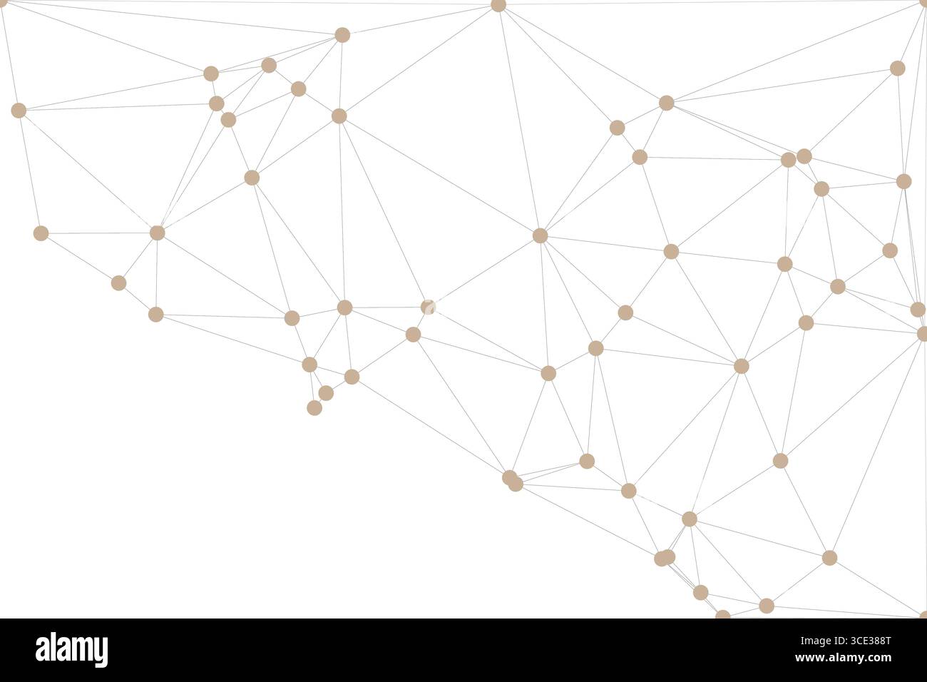 Sfondo della connessione di rete globale per la progettazione di banner. Sfondo linea astratta con punti e linee di connessione. Rete di collegamento del poligono a punti Social Illustrazione Vettoriale