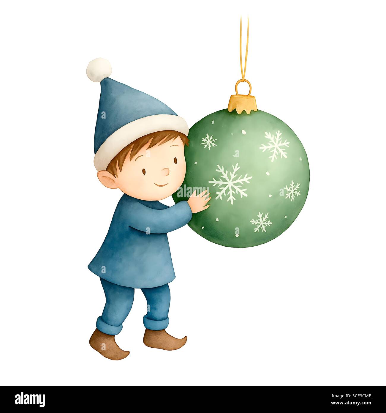 Simpatico illustrazione degli elfi di Natale, personaggio Clipart di aiuto per le festività Foto Stock