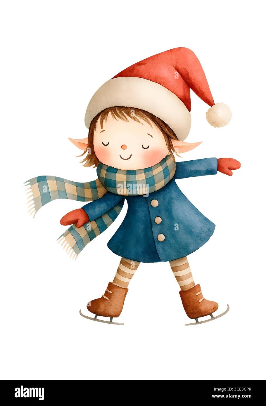 Simpatico illustrazione degli elfi di Natale, personaggio Clipart di aiuto per le festività Foto Stock