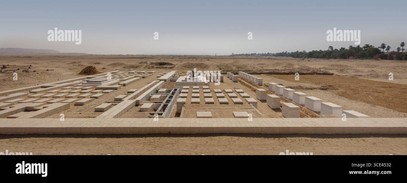 Panorama del grande Tempio di Aten a Tell el Amarna, Egitto Foto Stock