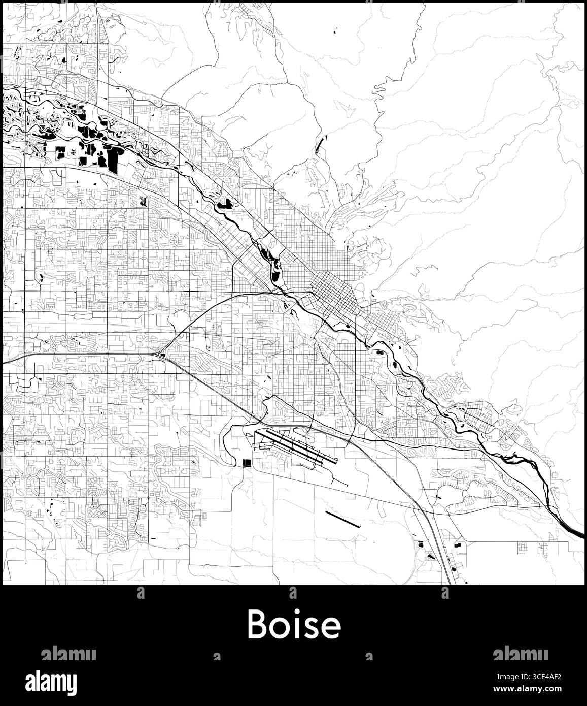 Mappa della città di Boise, Stati Uniti - poster cartografico vettoriale topografico Illustrazione Vettoriale