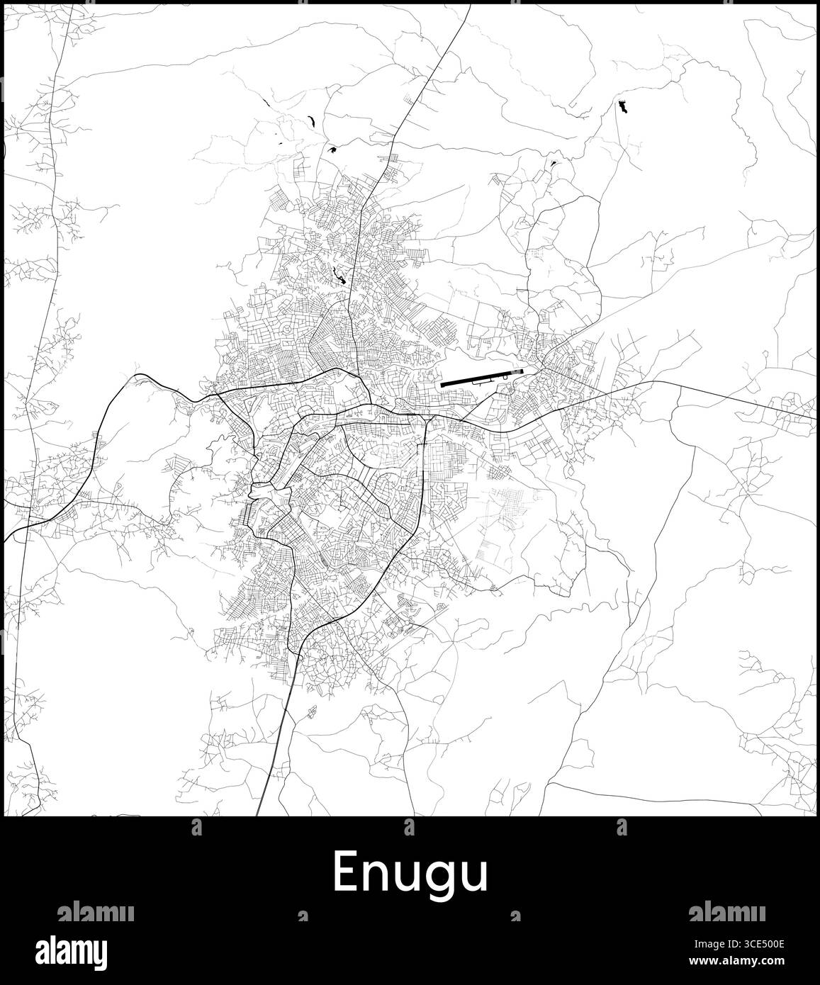 Mappa della città di Enugu, Nigeria - poster cartografico vettoriale topografico Illustrazione Vettoriale