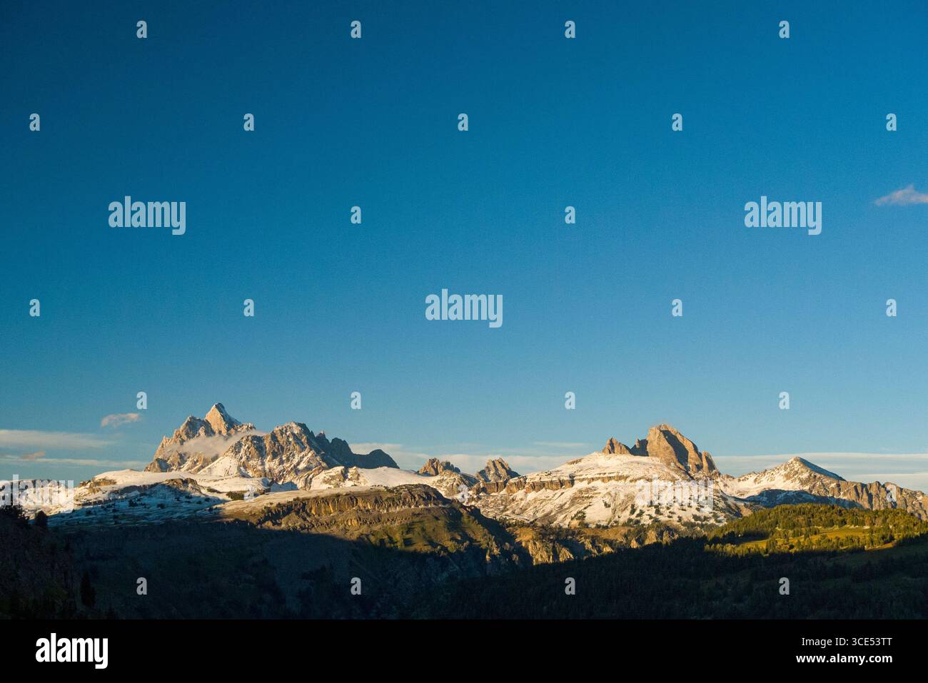 Grand Teton peak visto da Fox Creek Pass, Jedediah Smith Wilderness, Teton County, Wyoming USA Foto Stock
