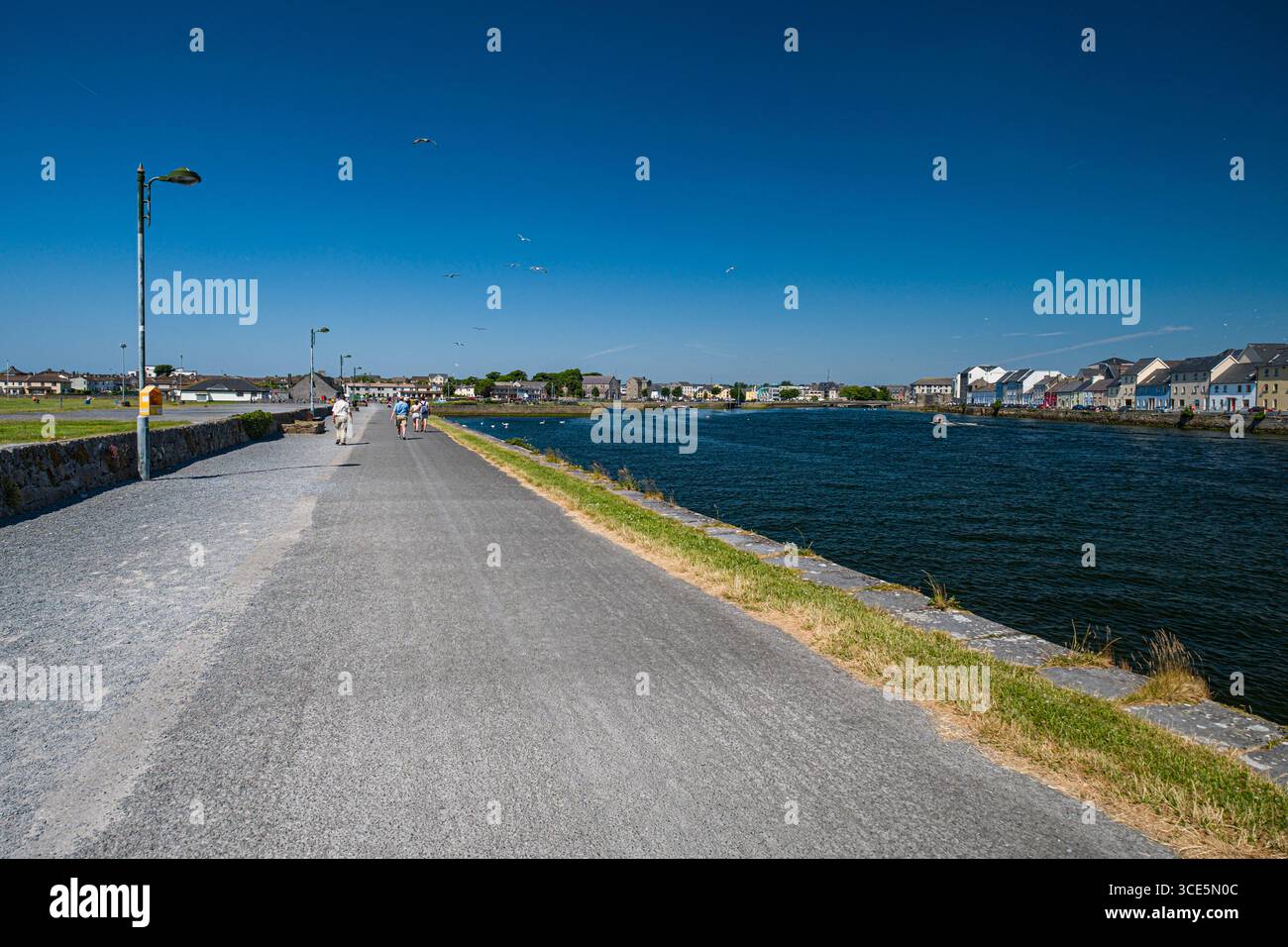 La gente veglia sul Nimmo è Pier in South Park, Galway, nella contea di Galway, Connacht, Irlanda Foto Stock