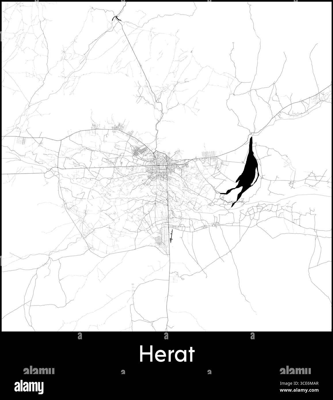 Mappa della città di Herat, Afghanistan - poster cartografico vettoriale topografico Illustrazione Vettoriale