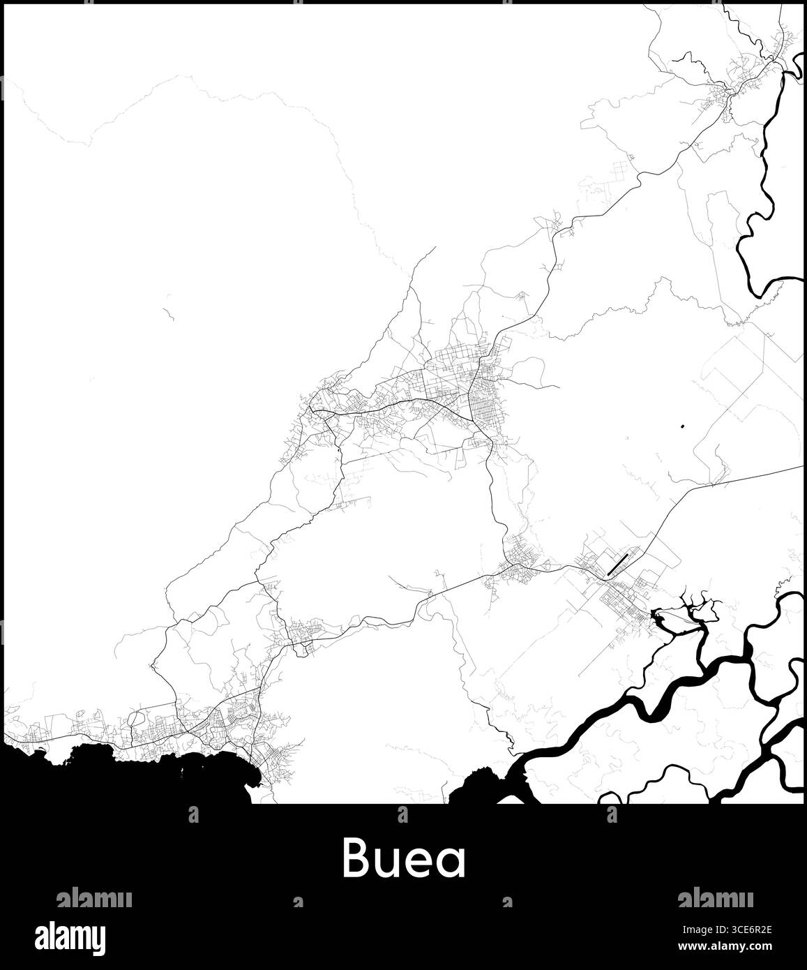Buea mappa della città, Camerun - poster cartografico vettoriale topografico Illustrazione Vettoriale