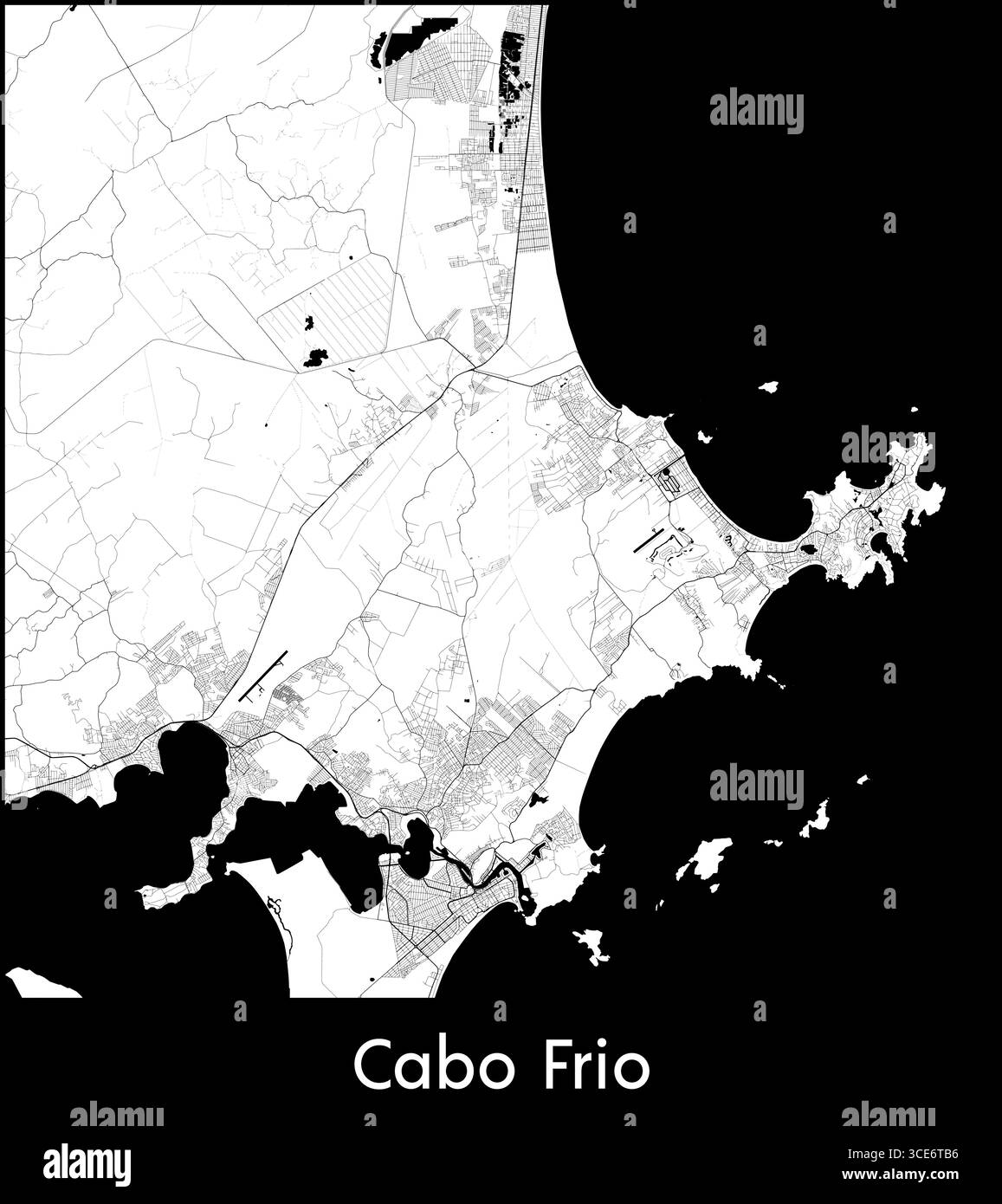 Cabo Frio mappa della città, Brasile - poster cartografico vettoriale topografico Illustrazione Vettoriale