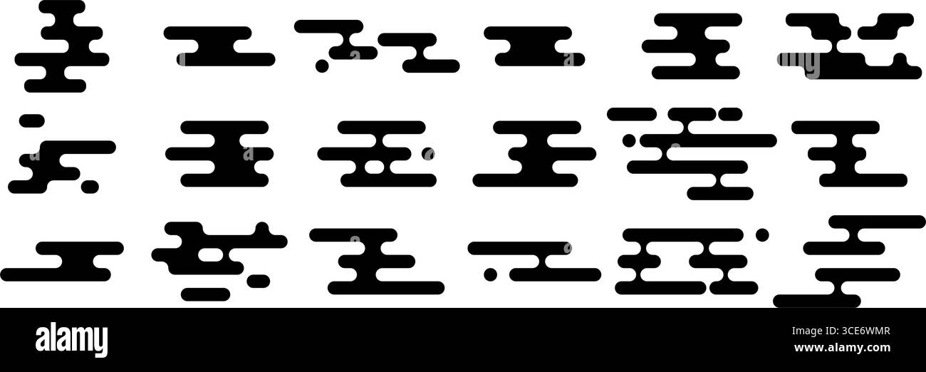 Set di motivi nuvola giapponesi. Icone asiatiche geometriche moderne. Elementi decorativi orientali tradizionali. Illustrazione vettoriale Illustrazione Vettoriale