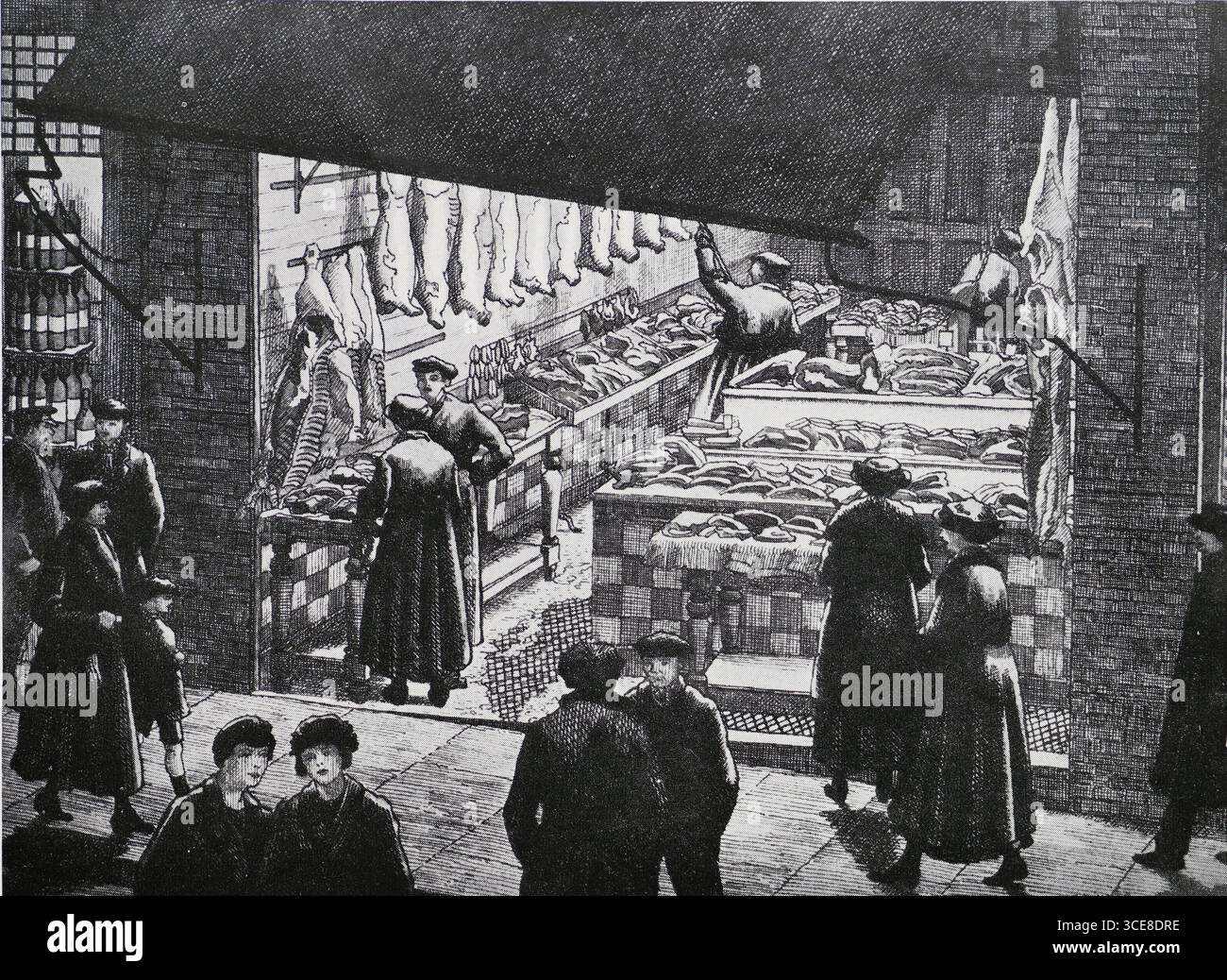 Una macelleria. Da qualche parte a Londra. Disegno di Charles GINNER (1878 - 1952) Foto Stock
