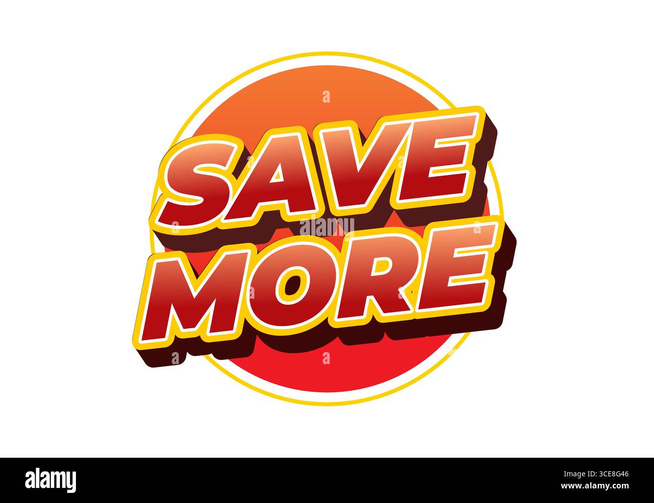 Un design grafico audace e colorato con il testo CHE SALVA DI PIÙ in uno stile 3D, su uno sfondo circolare vibrante. Ideale per materiale promozionale Illustrazione Vettoriale