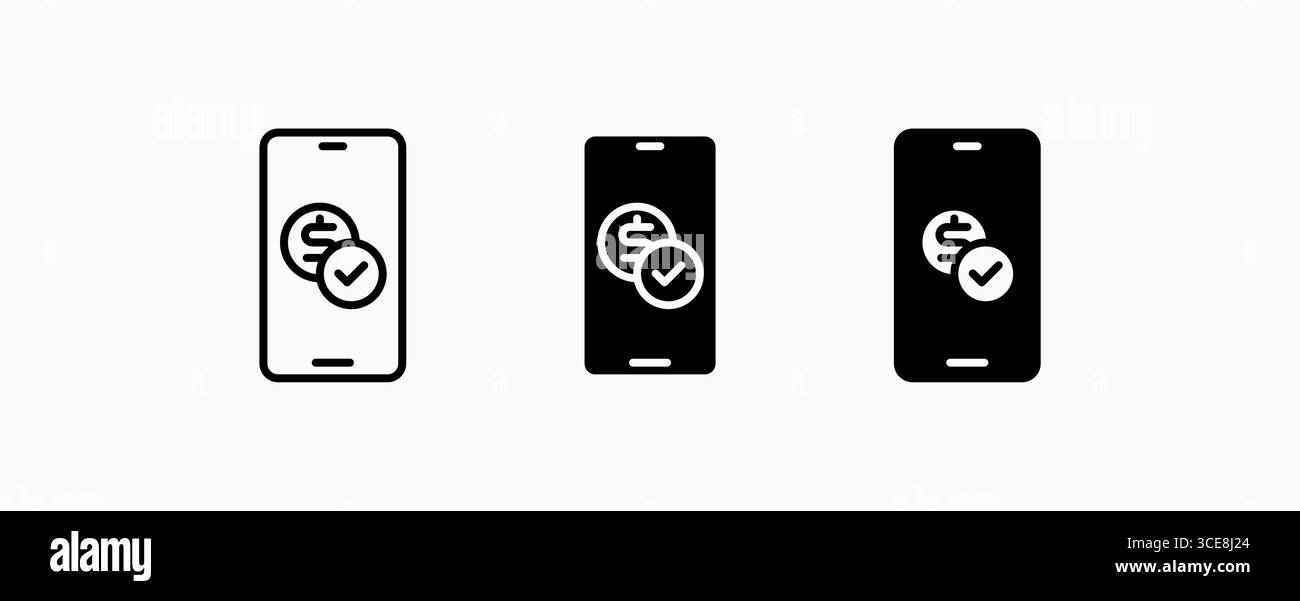 Icona Imposta transazione mobile. Progettazione di concept finanziari e aziendali. Pulsante UI Web e applicazioni. Illustrazione Vettoriale